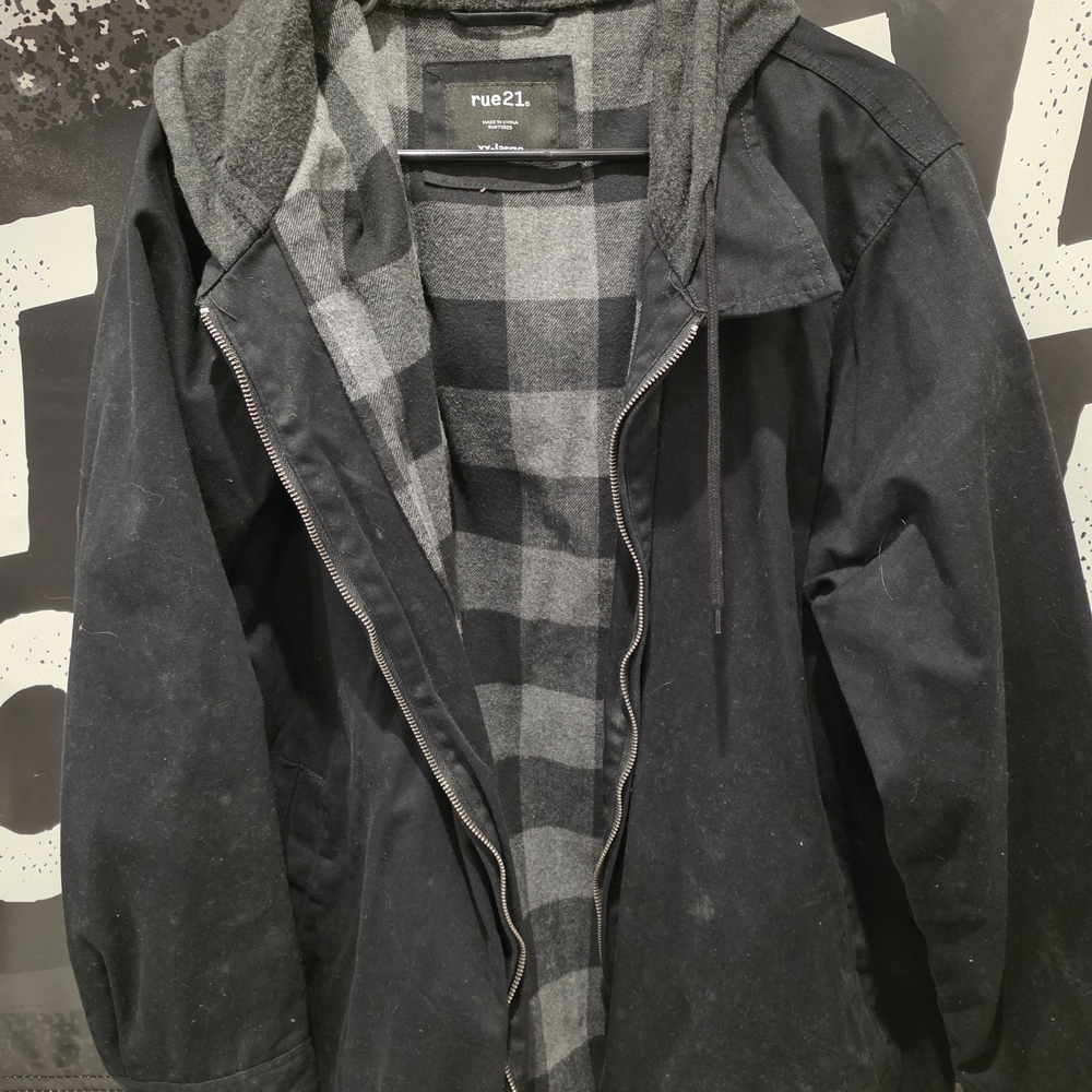 Rue21 Black and Gray Hooded Men's Jacket